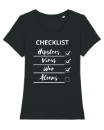 Checklist Hipsters Virus War Aliens Tricou mânecă scurtă guler larg fitted Damă Expresser