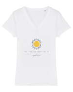 Cause of my euphoria  Tricou mânecă scurtă guler V Damă Evoker