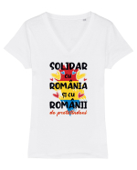 Solidar cu România Tricou mânecă scurtă guler V Damă Evoker