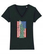 Liberty Statue NY Tricou mânecă scurtă guler V Damă Evoker