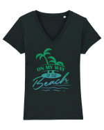 On My Way To The Beach Tricou mânecă scurtă guler V Damă Evoker