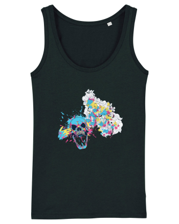 Watercolor Skull Black