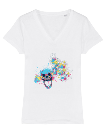 Watercolor Skull White
