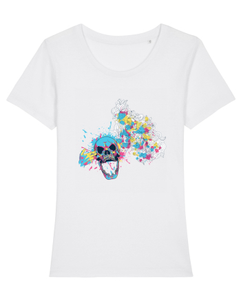 Watercolor Skull White