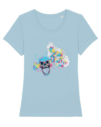Watercolor Skull Sky Blue
