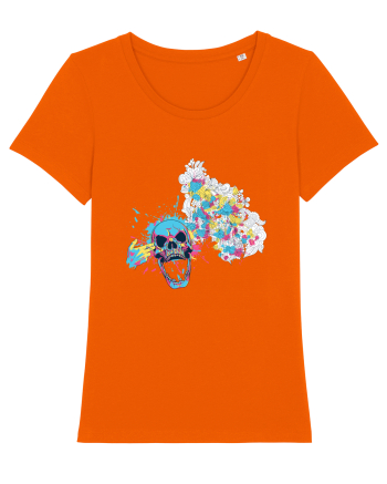 Watercolor Skull Bright Orange
