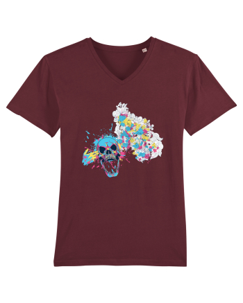 Watercolor Skull Burgundy