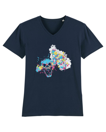 Watercolor Skull French Navy
