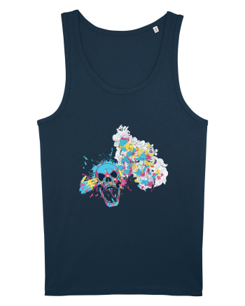 Watercolor Skull Navy