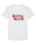 Work Hard Love Hard Tricou mânecă scurtă guler larg Bărbat Skater