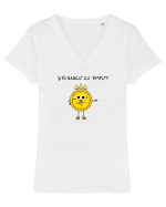 Știi bancu'cu timpu'? Tricou mânecă scurtă guler V Damă Evoker