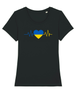 <3 Ucraina Tricou mânecă scurtă guler larg fitted Damă Expresser