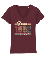 Vintage ST 1982 Classic aged to perfection Tricou mânecă scurtă guler V Damă Evoker