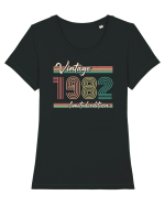 Vintage ST 1982 dark line Tricou mânecă scurtă guler larg fitted Damă Expresser