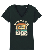Vintage 1982 retro sunset casette Tricou mânecă scurtă guler V Damă Evoker