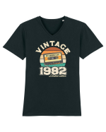 Vintage 1982 retro sunset casette Tricou mânecă scurtă guler V Bărbat Presenter