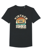 Vintage 1982 retro sunset casette Tricou mânecă scurtă guler larg Bărbat Skater