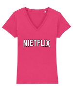Netflix moldovenesc - Nietflix Tricou mânecă scurtă guler V Damă Evoker