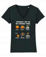 BASKETBALL Tricou mânecă scurtă guler V Damă Evoker