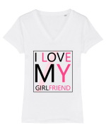 I Love My Girlfriend Tricou mânecă scurtă guler V Damă Evoker