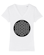 Flower of Life Tricou mânecă scurtă guler V Damă Evoker
