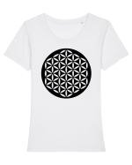 Flower of Life Tricou mânecă scurtă guler larg fitted Damă Expresser