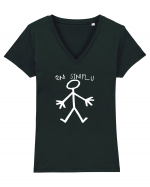 Om simplu Tricou mânecă scurtă guler V Damă Evoker
