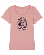 All You Need Is A Dog Tricou mânecă scurtă guler larg fitted Damă Expresser