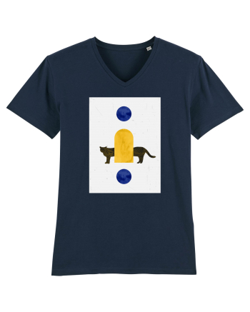 Contemporary Cat Art French Navy