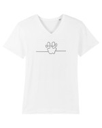 Dog Print Tricou mânecă scurtă guler V Bărbat Presenter
