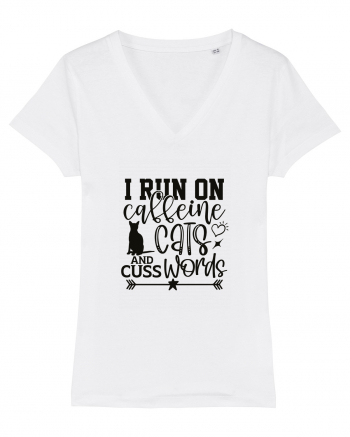 I Run On Caffeine, Cats And Cuss Words White