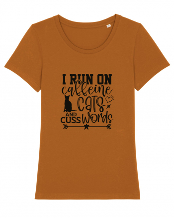 I Run On Caffeine, Cats And Cuss Words Roasted Orange