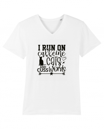 I Run On Caffeine, Cats And Cuss Words White