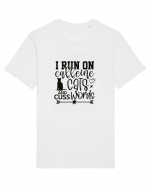 I Run On Caffeine, Cats And Cuss Words Tricou mânecă scurtă Unisex Rocker