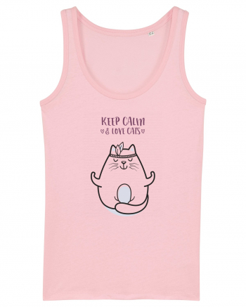 Keep Calm And Love Cats Cotton Pink