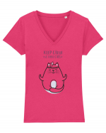 Keep Calm And Love Cats Tricou mânecă scurtă guler V Damă Evoker