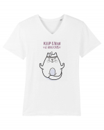 Keep Calm And Love Cats Tricou mânecă scurtă guler V Bărbat Presenter