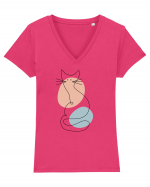 Kitty The Cat Tricou mânecă scurtă guler V Damă Evoker