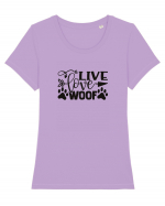 Live, Love, Woof! Tricou mânecă scurtă guler larg fitted Damă Expresser