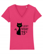 Lucky Friday 13th Tricou mânecă scurtă guler V Damă Evoker