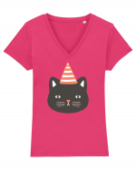 Party Cat Tricou mânecă scurtă guler V Damă Evoker