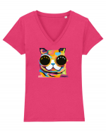 Funky Kitten Tricou mânecă scurtă guler V Damă Evoker