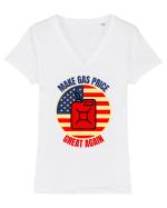 Make Gas Price Great Again  Tricou mânecă scurtă guler V Damă Evoker