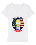 Make Gas Price Great Again  Tricou mânecă scurtă guler V Damă Evoker