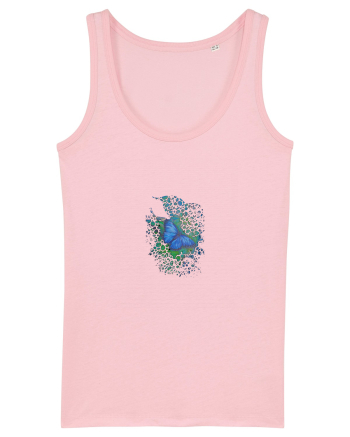 Fluture albastru Morpho desen manual animale rare Cotton Pink