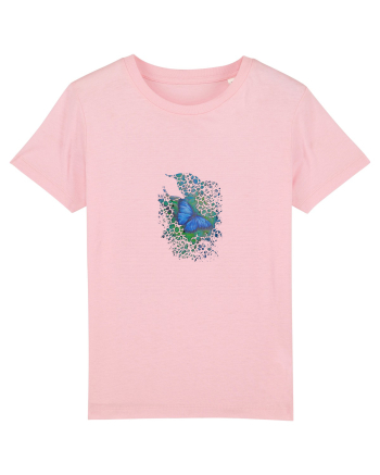 Fluture albastru Morpho desen manual animale rare Cotton Pink