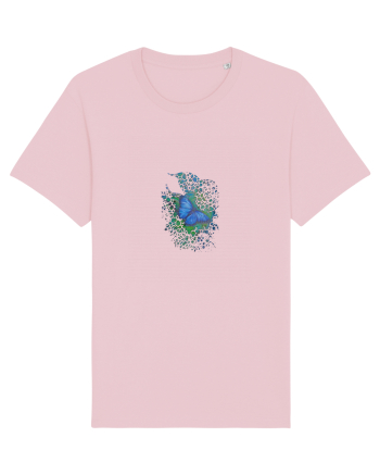 Fluture albastru Morpho desen manual animale rare Cotton Pink