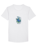 Fluture albastru Morpho desen manual animale rare Tricou mânecă scurtă guler larg Bărbat Skater