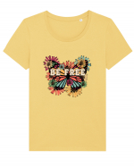Be Free Butterfly Retro Tricou mânecă scurtă guler larg fitted Damă Expresser