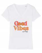 Good Vibes Only Retro Tricou mânecă scurtă guler V Damă Evoker
